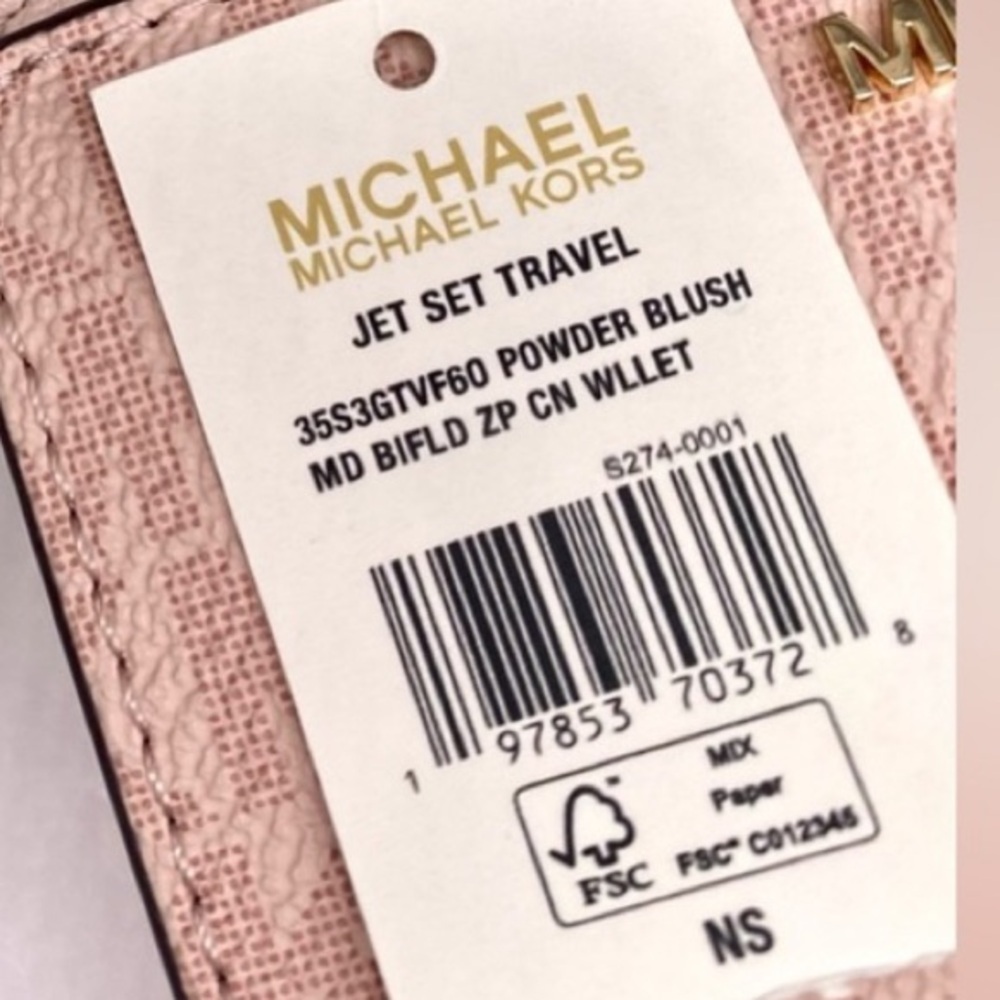 MICHAEL KORS Jet Set Travel Signature Medium Bifold Wallet Powder Blush - Picture 13 of 13